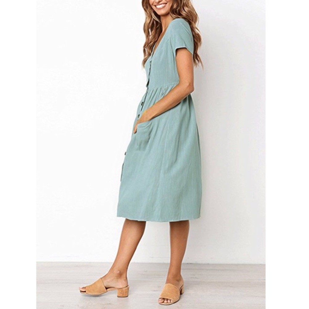 👗BELLE Button Down Summer Dress👗 - Picture 3 of 5